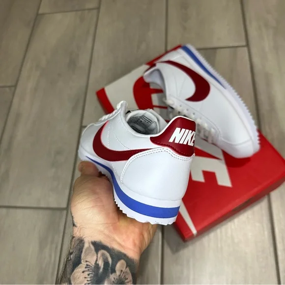 NIKE CORTEZ WHITE RED BLUE - Picture 3 of 3